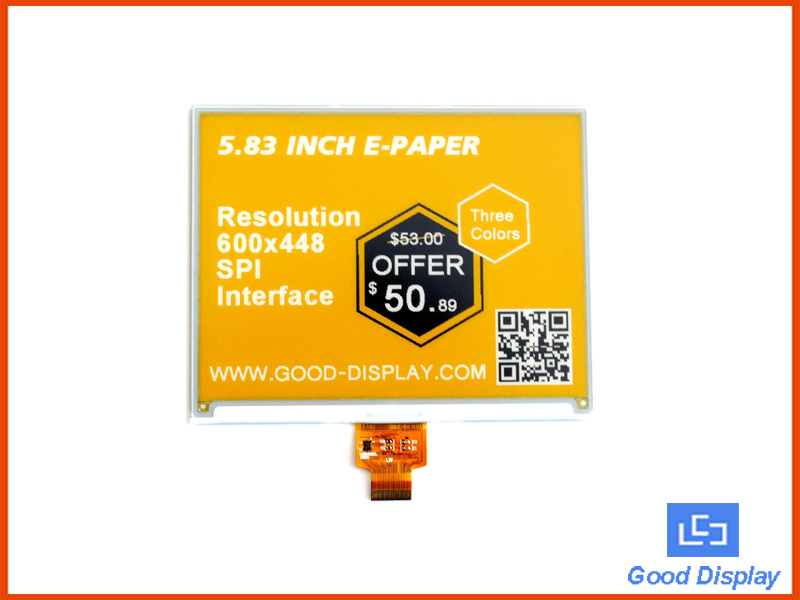 5.83 inch e-paper display| black white and yellow| GDEW0583C64
