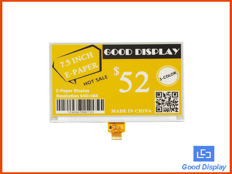 7.5 inch three-color e-paper display E-ink large panel black white and yellow GDEW075C21